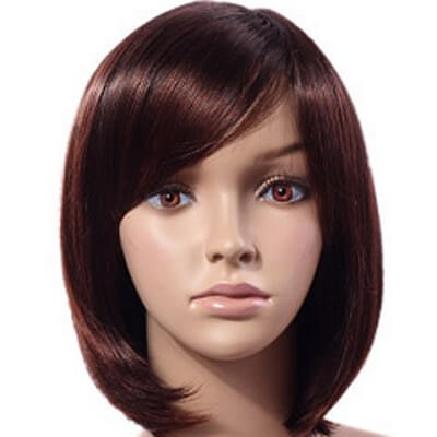 Fluffy Short and Straight Chestnut Wig with Bangs