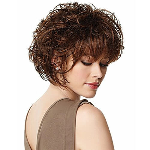 Brown Short Curly Wig for White Women