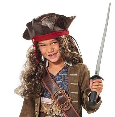 Jack Sparrow Pirate Hat and Wig for Kids
