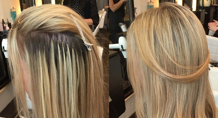Nano Ring Hair Extensions before and after